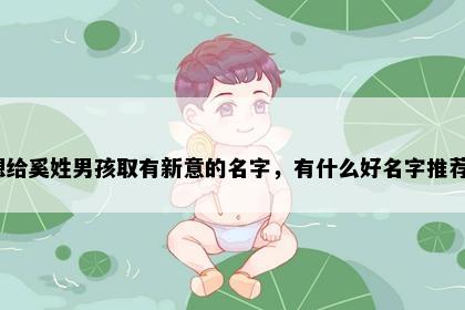 想给奚姓男孩取有新意的名字，有什么好名字推荐？