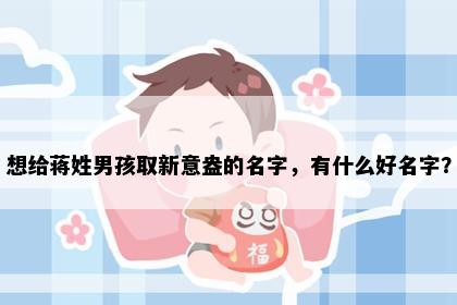 想给蒋姓男孩取新意盎的名字，有什么好名字？
