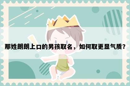 那姓朗朗上口的男孩取名，如何取更显气质？