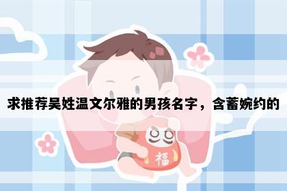 求推荐吴姓温文尔雅的男孩名字，含蓄婉约的